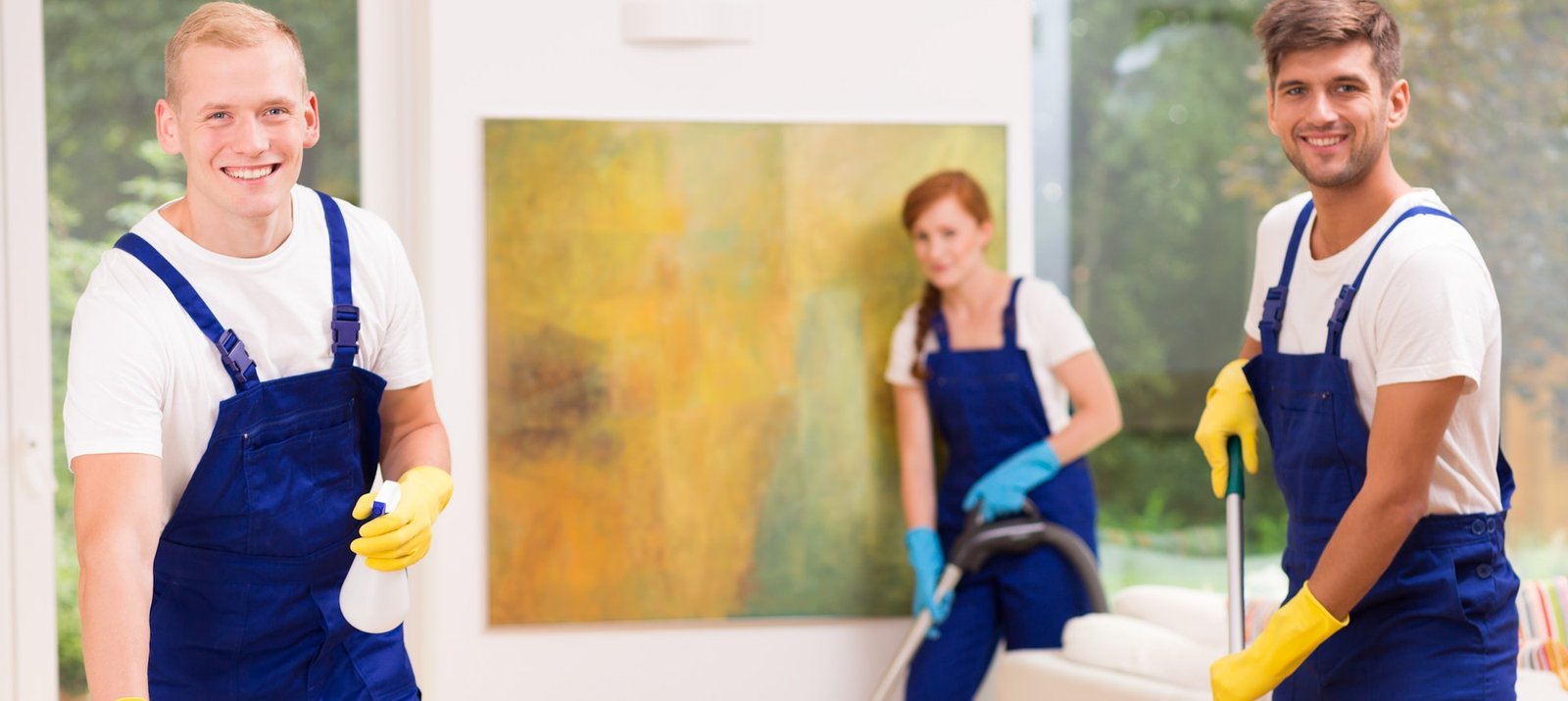 cleaners cleaning a house